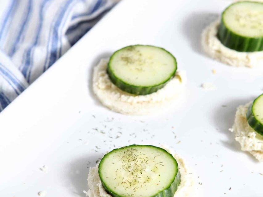 Cucumber Finger Sandwiches with Feta and Cream Cheese Spread