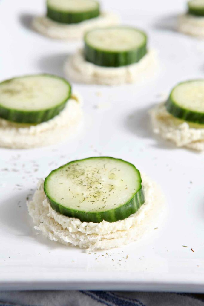 Cucumber Finger Sandwiches with Feta and Cream Cheese Spread