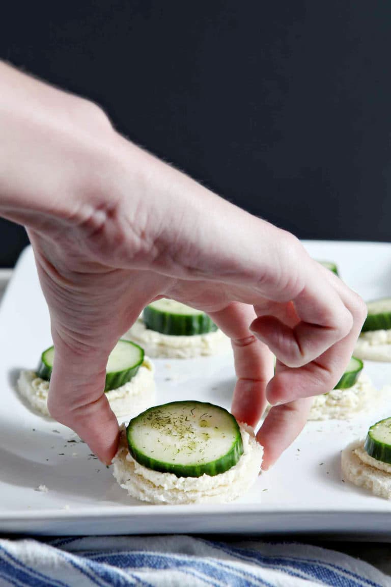 Cucumber Finger Sandwiches with Feta and Cream Cheese Spread
