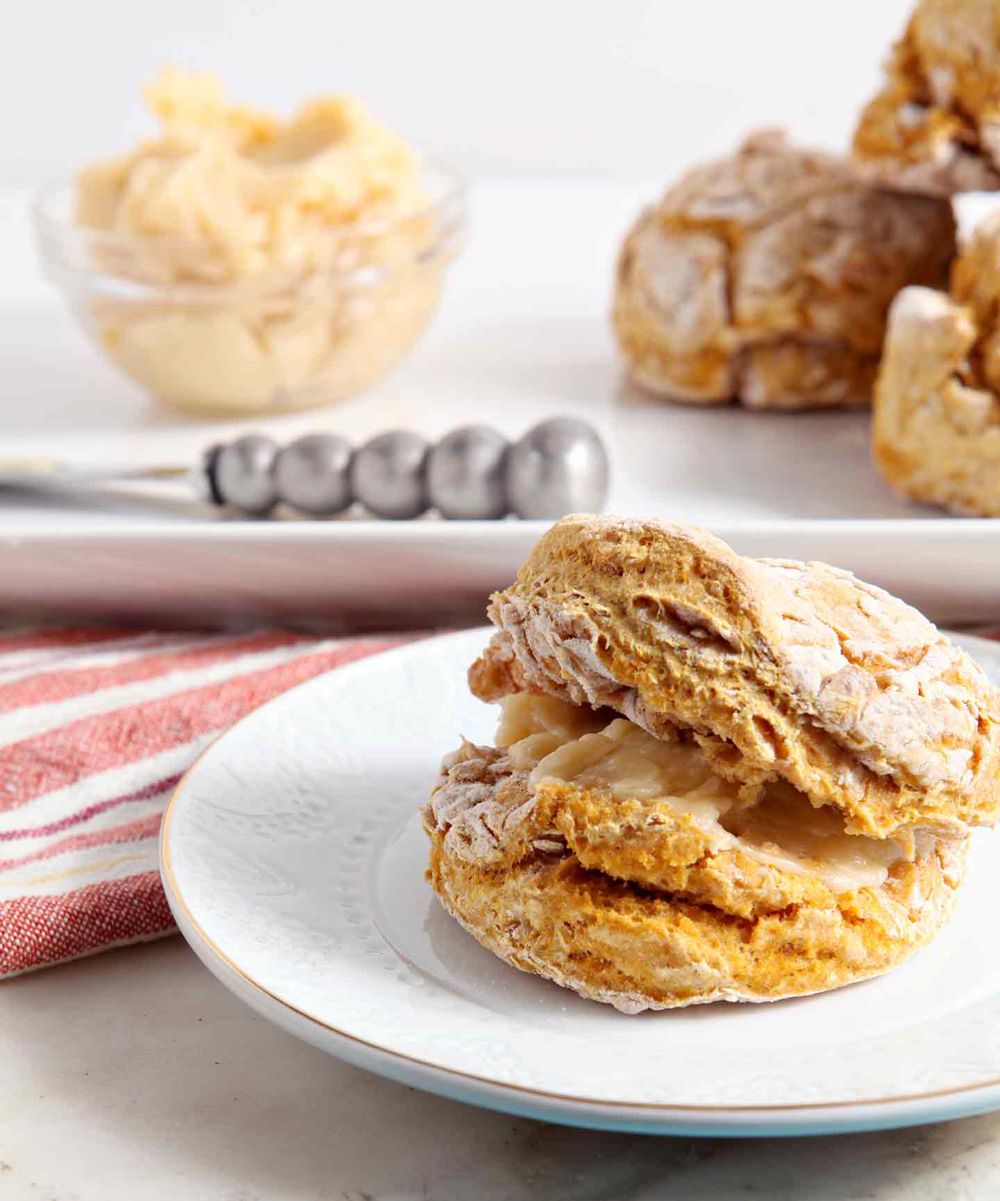 Pumpkin Biscuit on white plate 