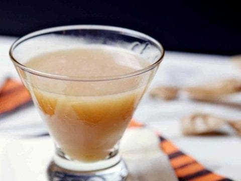 Salted Caramel Appletini in glass on napkin