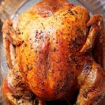 Overhead image of a Browned Butter Sage Turkey on a silver platter