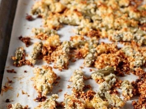 crunchy green bean caesar bites