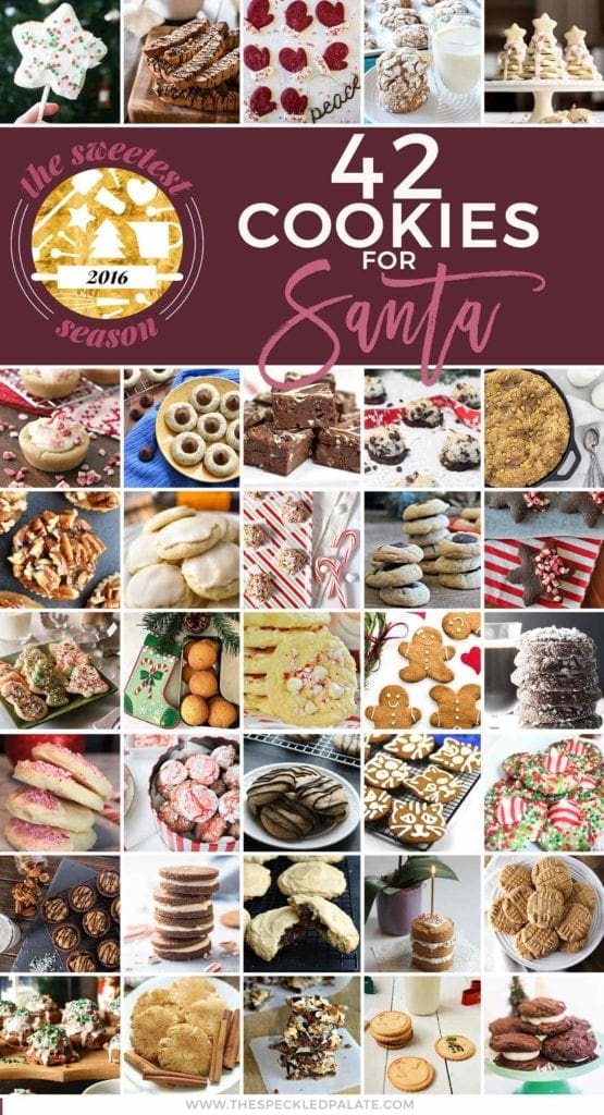 Collage of 42 cookies for Santa, with Pinterest text