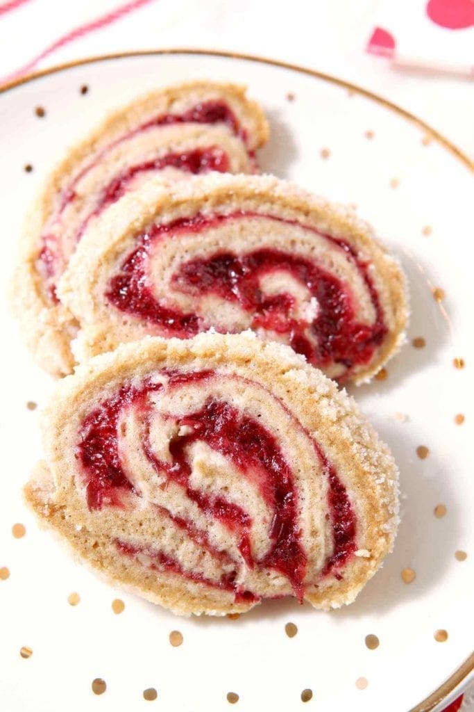 cranberry pinwheel cookies close up