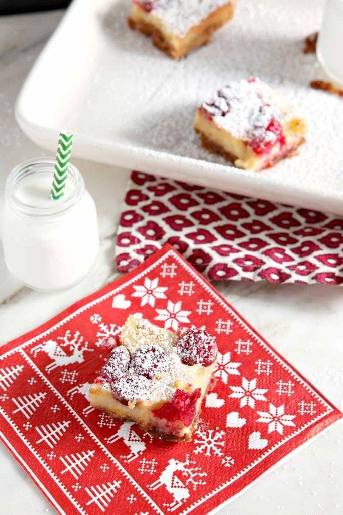 Orange Cranberry Bar on red holiday napkin