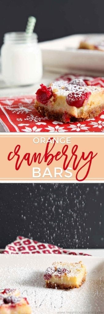 Orange Cranberry Bars with powered sugar 