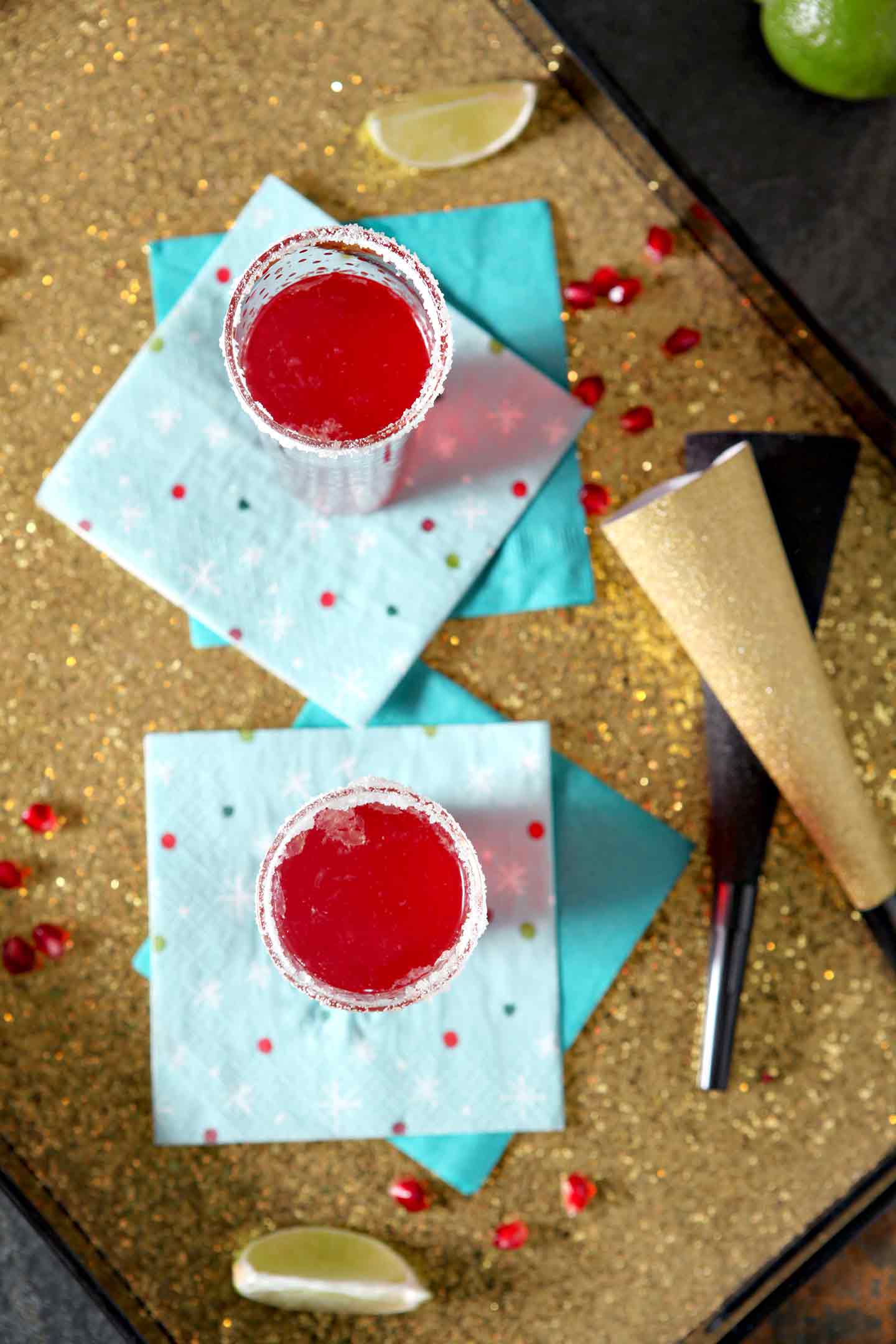 Pomegranate and French 75 overhead photo