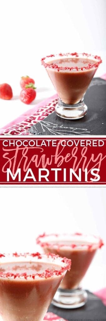 Angled picture of Chocolate Covered Strawberry Martini in glasses 