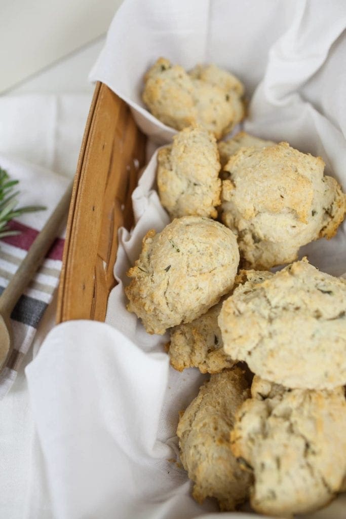 rosemary drop biscuits in a basket