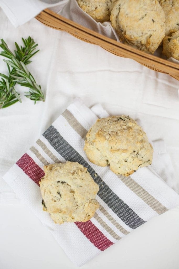 rosemary drop biscuits on a napkin