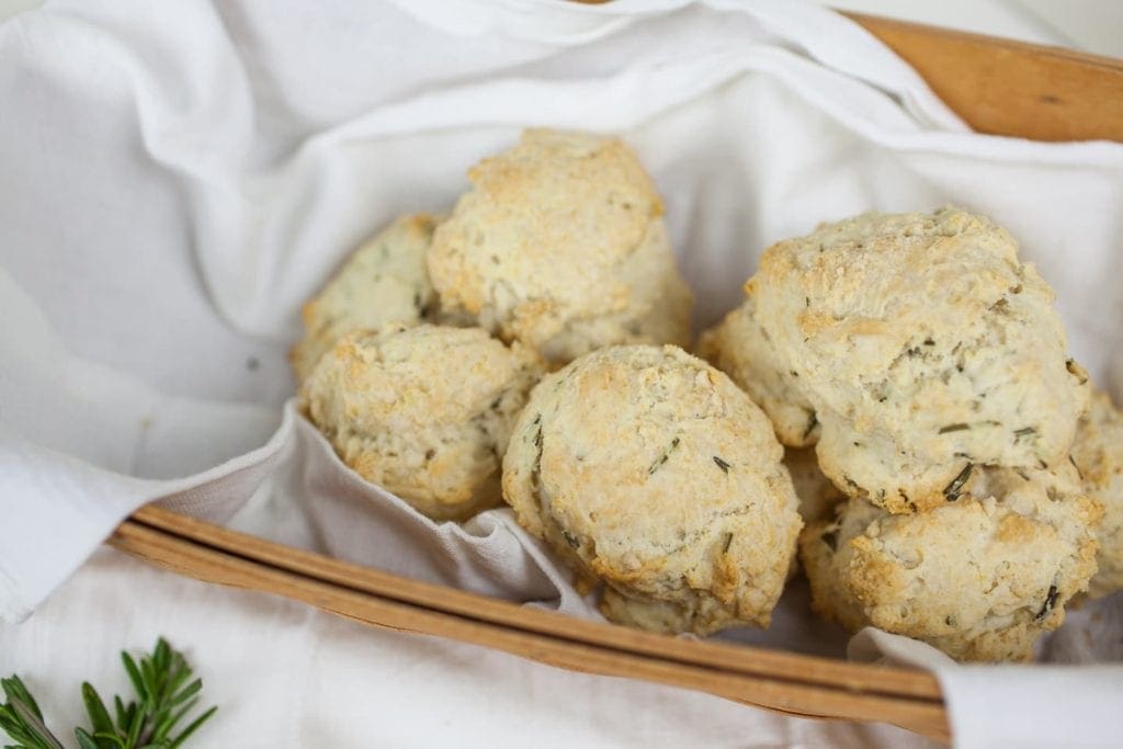 rosemary drop biscuits in a basket