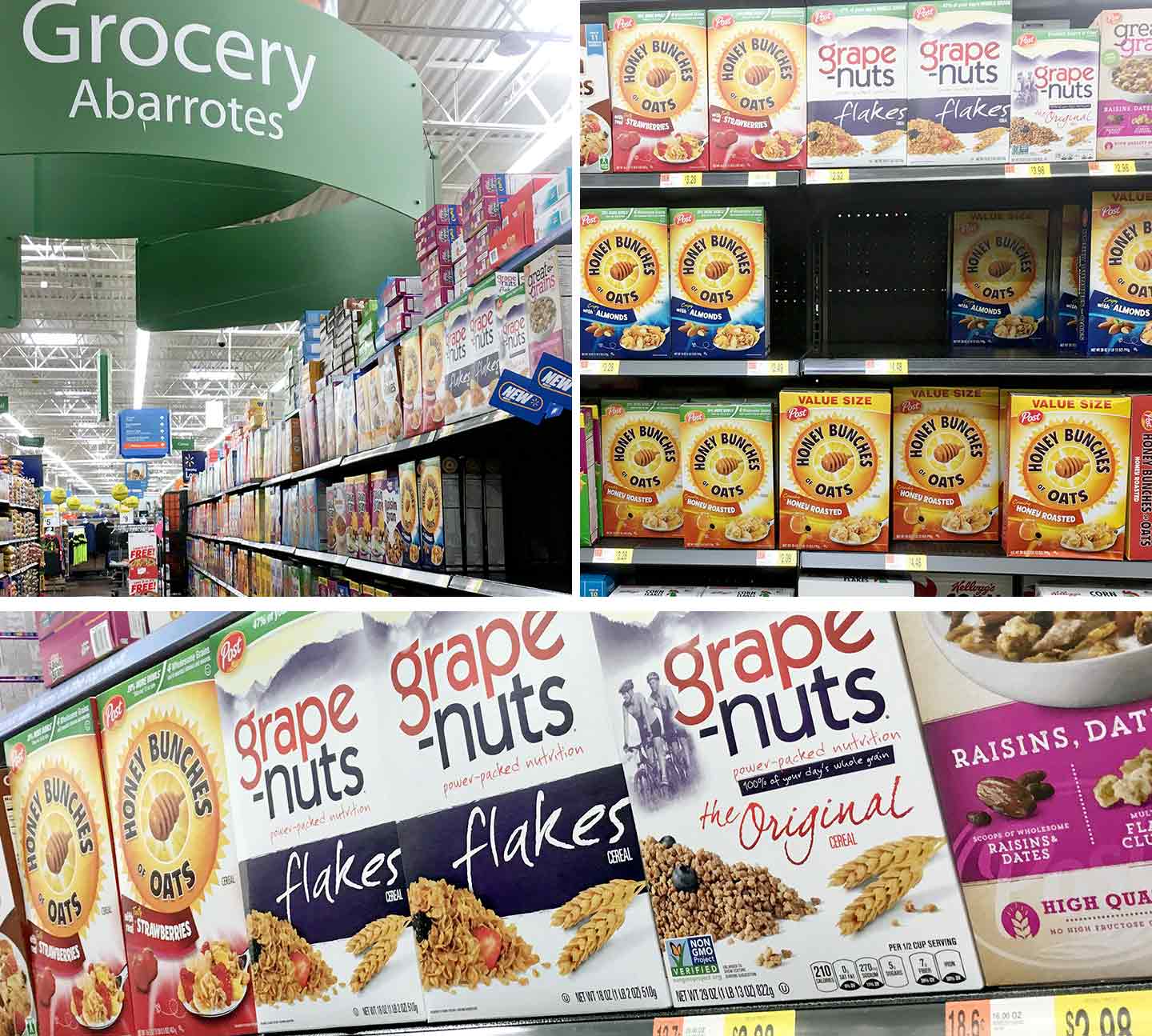 Cereal aisle in grocery store 