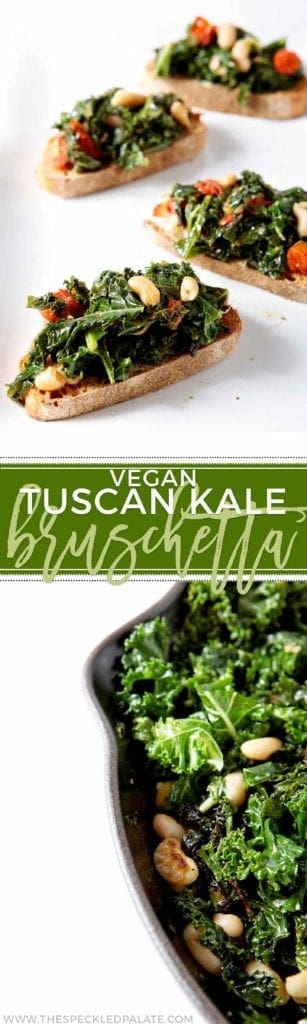 Angle of Vegan Tuscan Kale Bruschetta