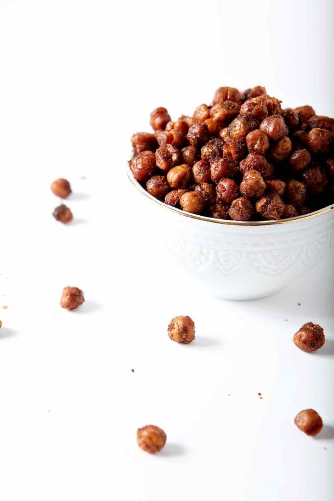 taco spiced chickpeas In a white bowl