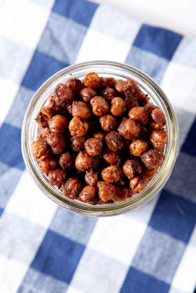 taco spiced chickpeas in a glass bowl