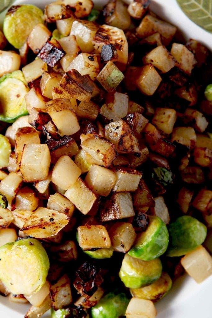 Close up of the Winter Vegetable Hash from above