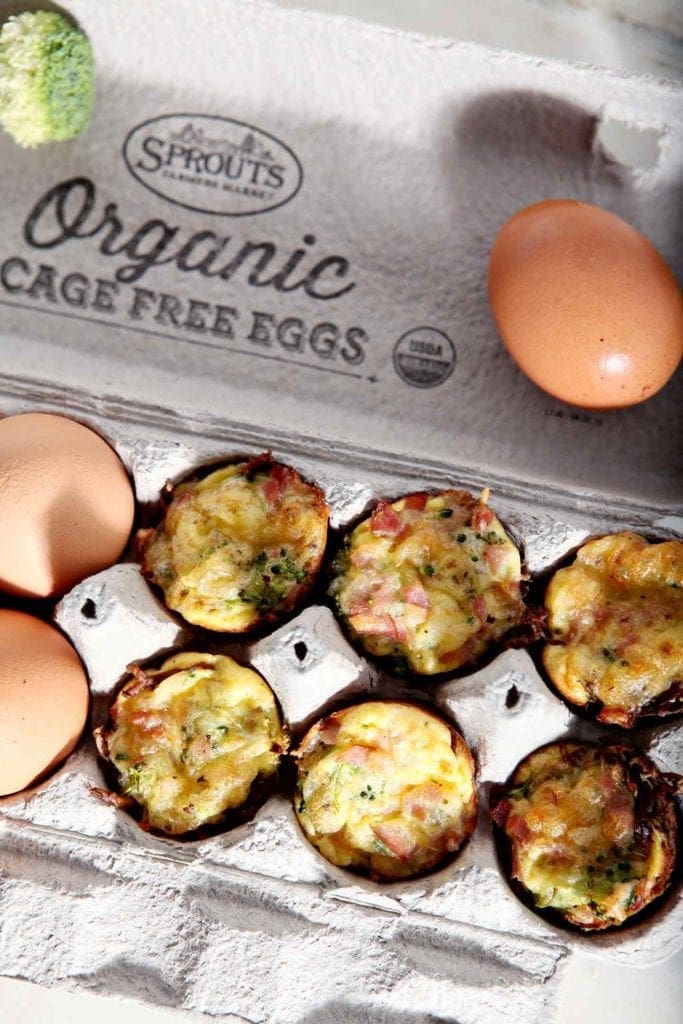 quiche lorraine bites in an egg carton