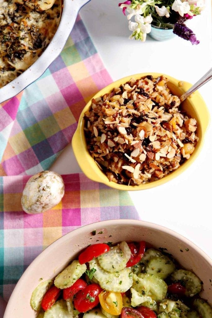 wild rice salad in a yellow bowl