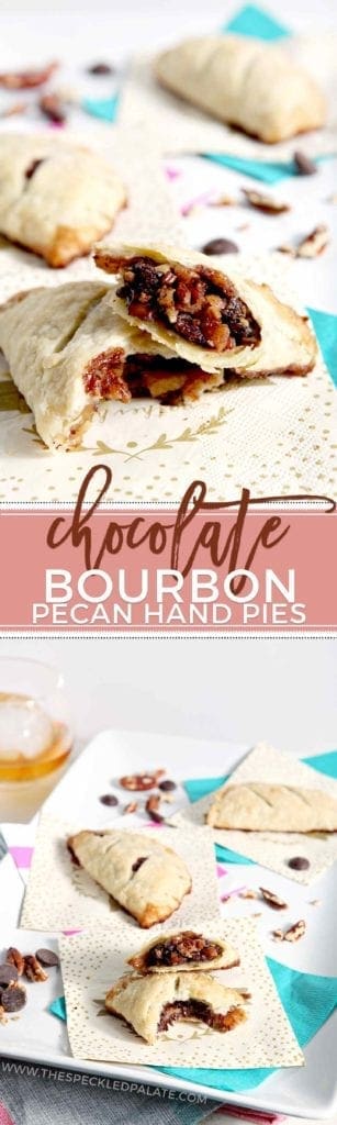 Pinterest collage of Chocolate Bourbon Pecan Hand Pies