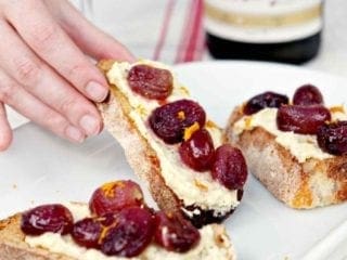 Roasted Grape Bruschetta with Whipped Feta