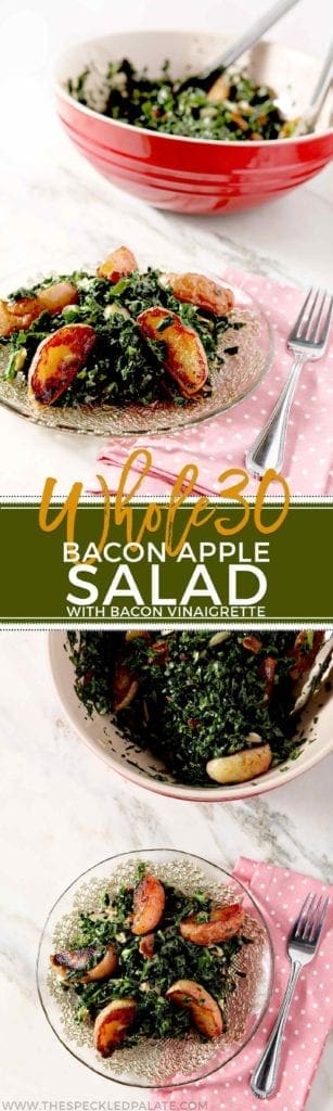 Bacon Apple Salad in bowl and on a plate 