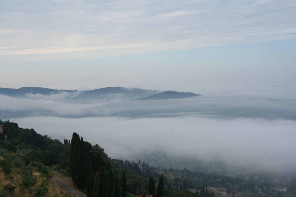 The overlook from the hill in Cortona over the valley.