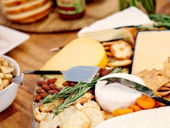 Angle view of charcuterie board
