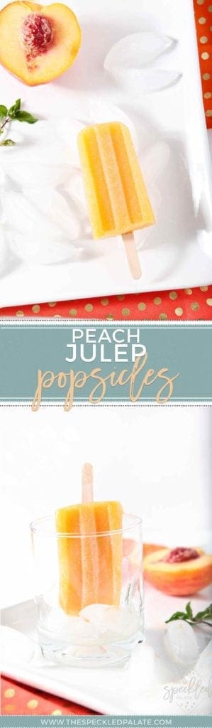 Pinterest collage of two images for Peach Julep Popsicles