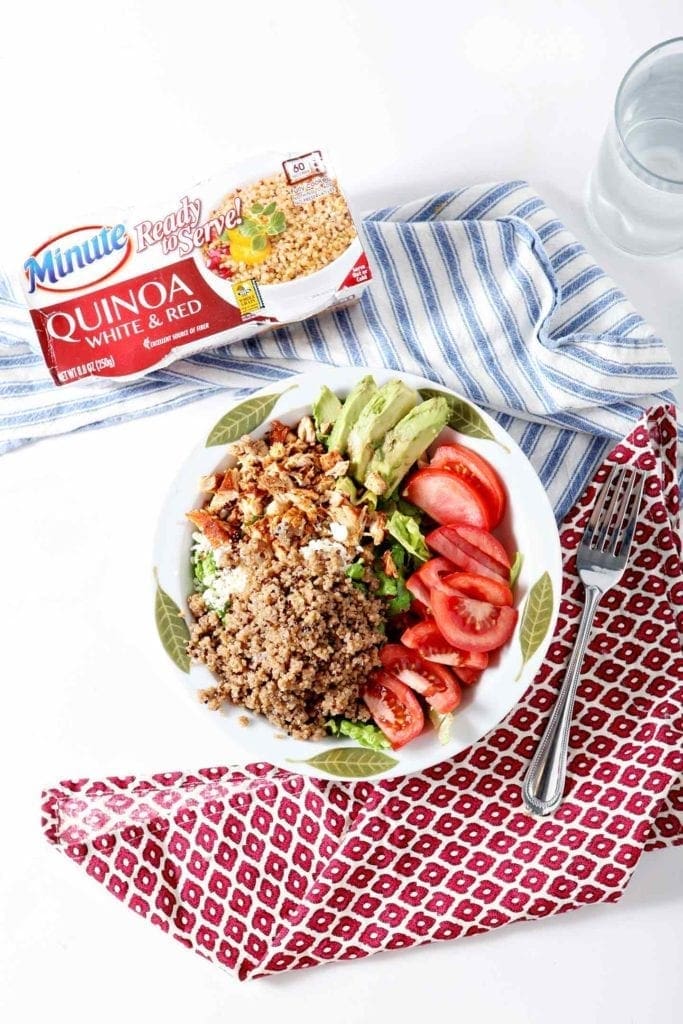 Quinoa and Salad on white plate 