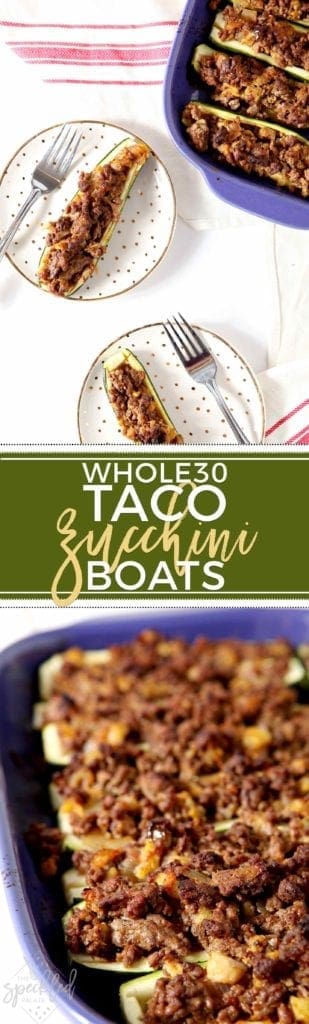 Taco Zucchini Boats on Serving Plates with forks 