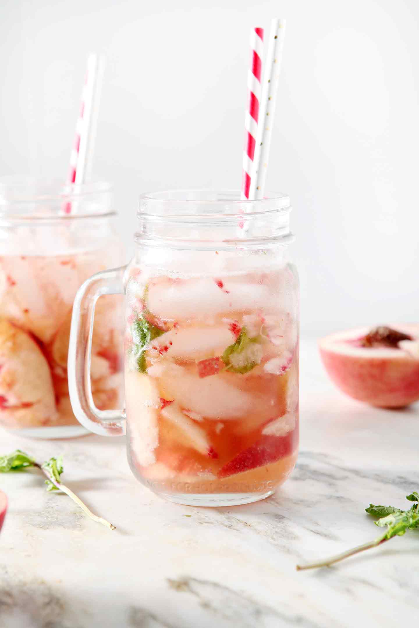 Mint and Punch in glass mason jar with handle 