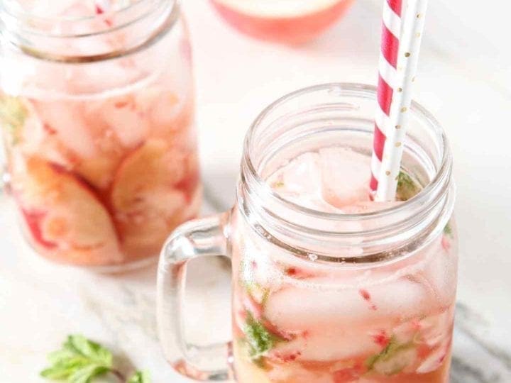 ginger peach punch with pink straws
