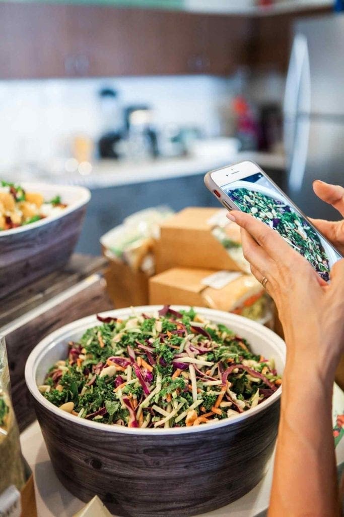 taking a photo of a bowl of food with an iphone