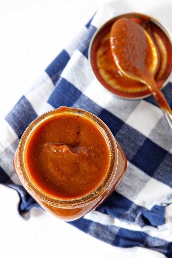 pumpkin barbecue sauce in a glass jar