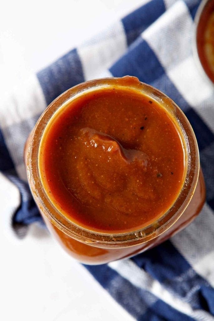 pumpkin barbecue sauce in a glass jar