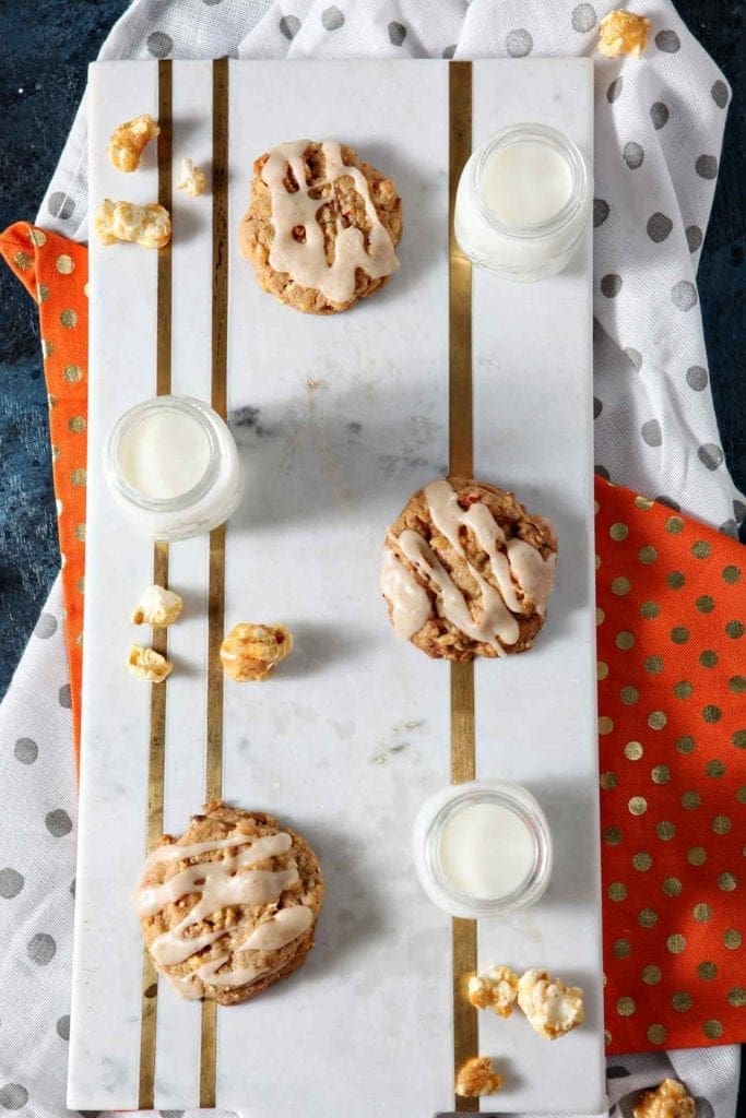 overhead photo of caramel corn cookies