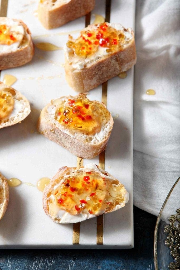 Pepper Jelly Cream Cheese Bruschetta