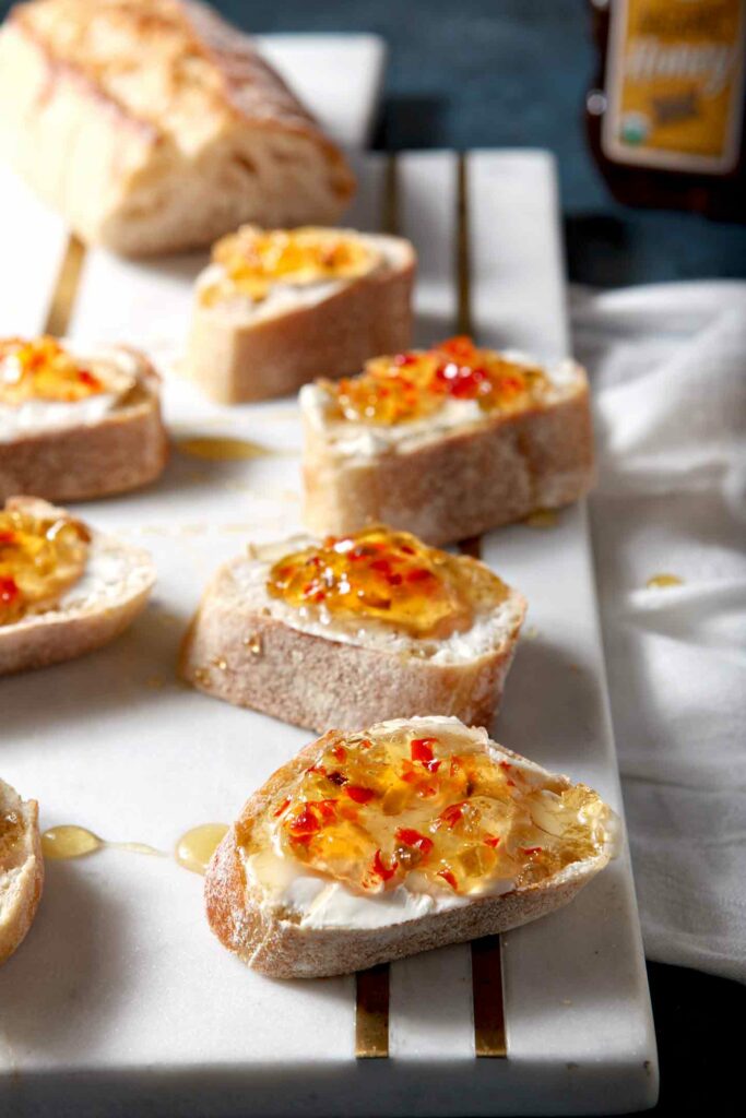 Pepper Jelly Cream Cheese Bruschetta The Speckled Palate