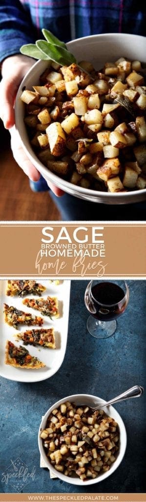 Sage Browned Butter Homemade Home Fries in White Bowl 