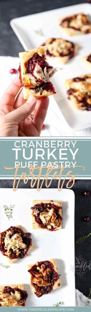 Cranberry Turkey Puff Pastry Tartlet of white plate 