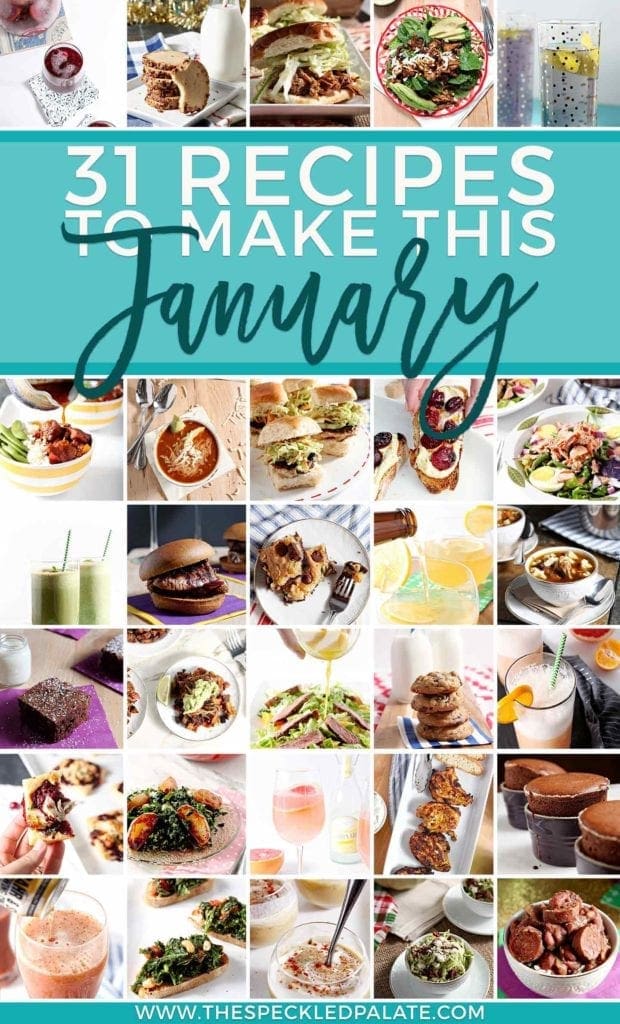 Collage of 31 food and drink recipes for January