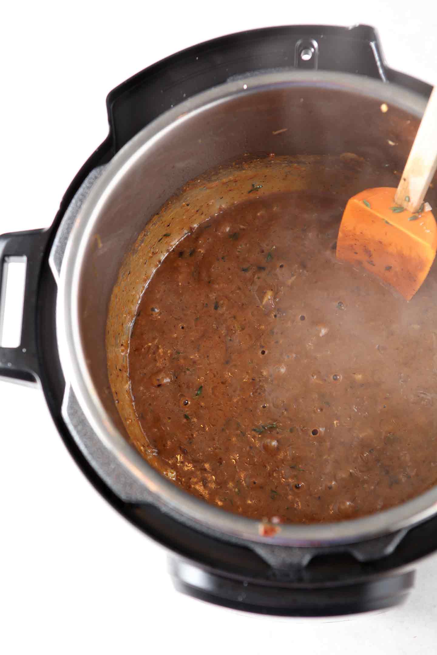 Gruyere Gravy, in the Instant Pot, ready for serving