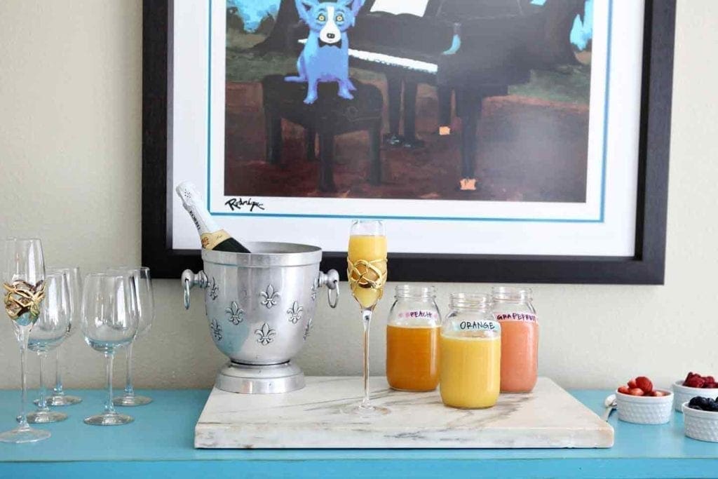 Horizontal image of a mimosa bar before drinks are served!