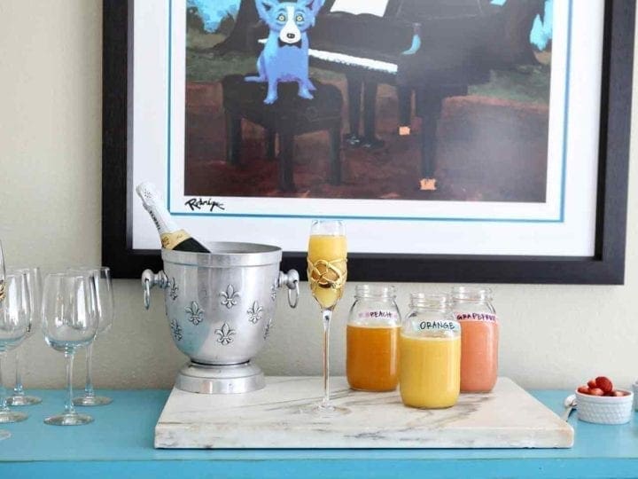 Horizontal image of the full mimosa bar before drinks are served up!