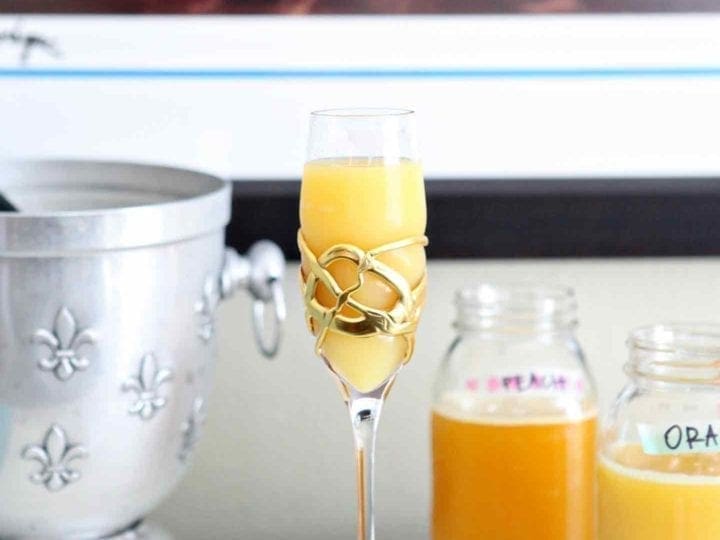 Image of a traditional mimosa (bellini) sitting on the mimosa bar before drinking
