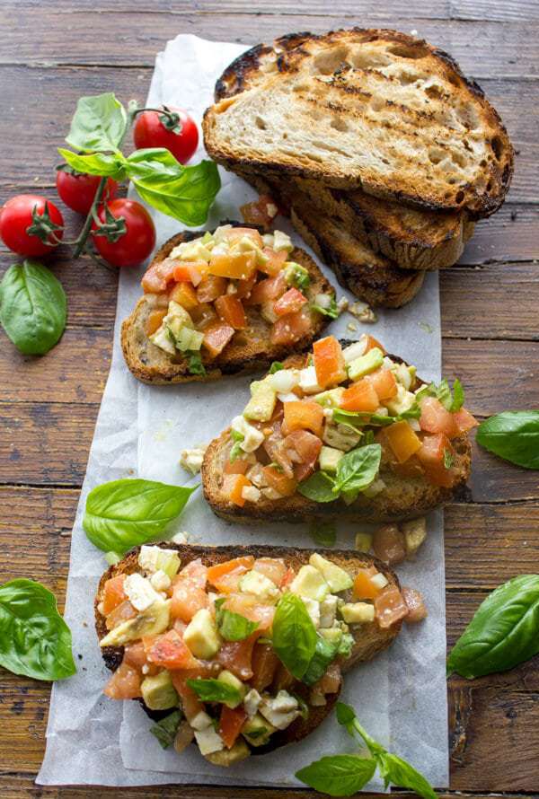 Avocado Feta Bruschetta from An Italian in My Kitchen