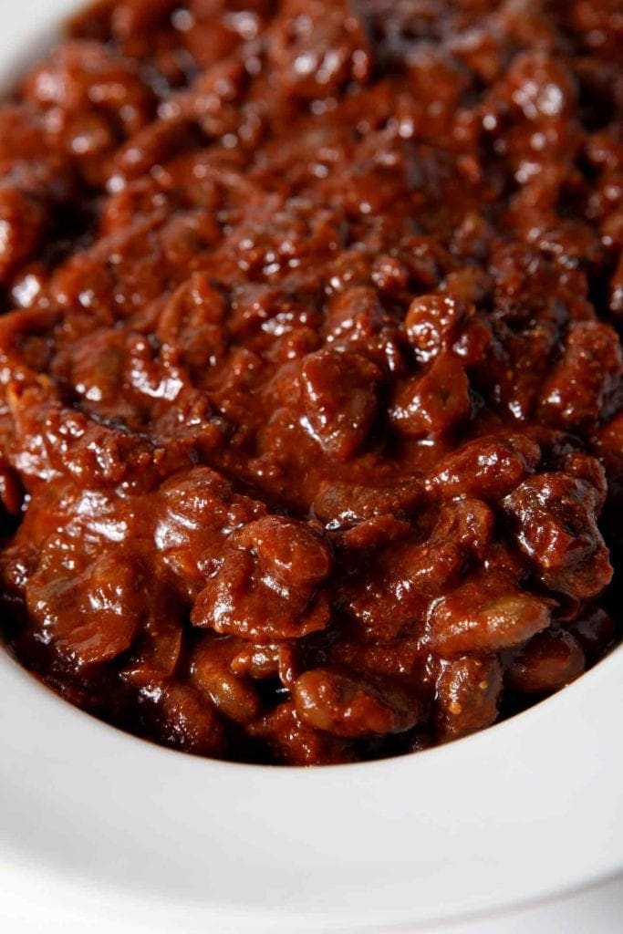 Close up of a bowl of Instant Pot Baked Beans