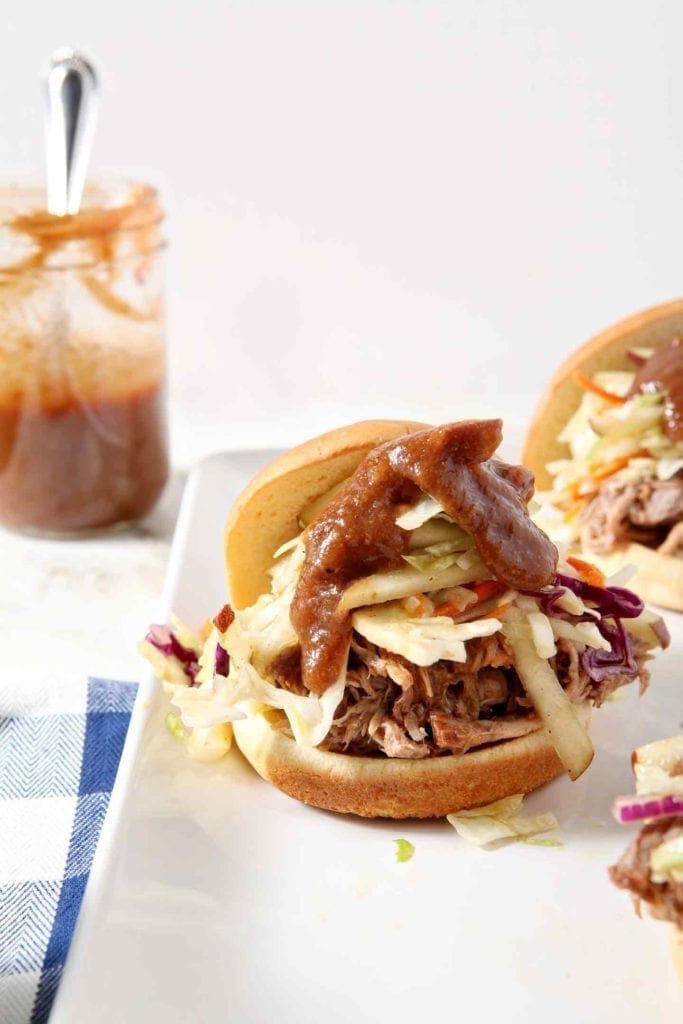 Pear BBQ Pulled Pork Sandwiches with Pear Slaw