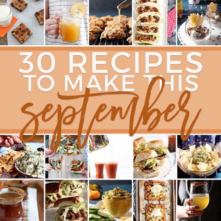 Square collage for Monthly Meal Plan: 30 Recipes to Make in September 2018